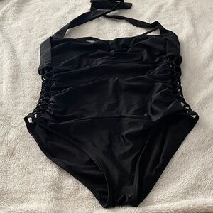 Ashley Graham One-Piece Swimsuit with Side Lattice Women’s 22 New